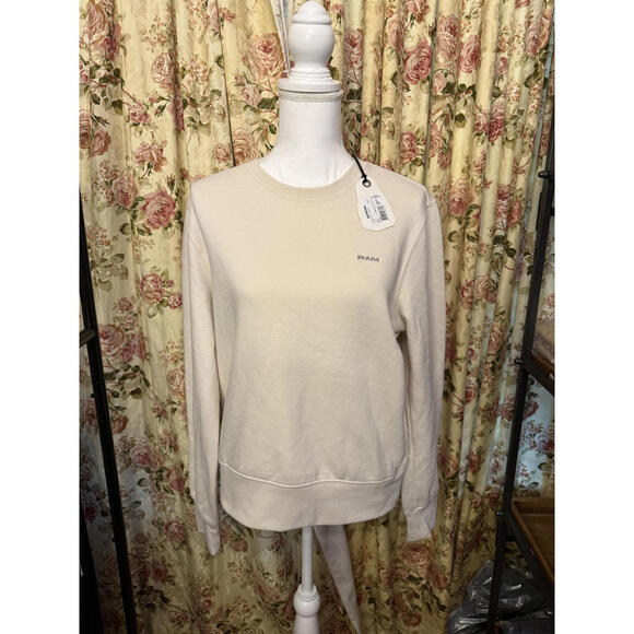 NWT! prAna Women's Fleece Crew Sweatshirt Cream Size Medium - Picture 2 of 7